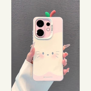 เคส Vivo X200 FE สำหรับขอบซิลิโคนอ่อนนุ่มเคสโทรศัพท์สาขาแอปเปิ้ลแมวคิตตี้เคลือบด้านเคสกันกระแทก