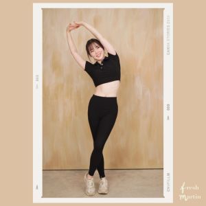 FreshMartin กางเกงเลกกิ้งออกกามูก/โยคะ/พีราทิส-เอวสูง/ขายาว/สีดำ - การผ่าตัดกางเกงเลก