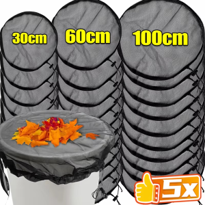 5Pcs Drawstring Rain Barrel Mesh Filter Covers / Outdoor Water Tank Leaf & Insect Protection Net / Tight Binding Drawstring Design Anti-Debris Rainwater Bucket Guard