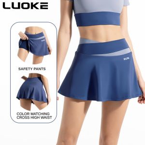 Luoke sports skirt for women Split fake two sport skirt women running tennis skirt fitness skirt female