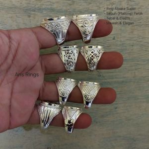 MEWAH‼️10/20Pcs Ring Cincin Emban Akik Alpaka Super Sepuh Perak