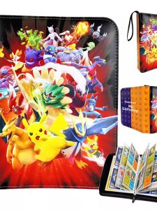 Pokemon Card Album Leather Zipper Storage Folder for Trading Cards Anime Collectible Albums Keychain Organizer Box