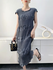 Nova quality⭐One person one pleat ⭐Fold heavy embroidery bag sleeve dress new slimming comfortable casual dress