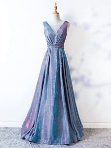 Long One-Shoulder Gown Blue Sequin Evening Dress Chorus Conductor Womens Style Korean Version Puffy Skirt for Various Occasions