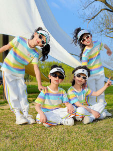 ชุดกีฬาโรงเรียนประถม ชุดการแสดงเปิดงานฤดูร้อน ชุดนักเรียนประถมศึกษา แขนสั้น กางเกงขายาว ชุดนักเรียนที่สวมใส่สบาย