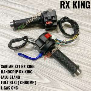 SATU SET SAKLAR KANAN KIRI RX KING RXKING RX K + HANDGRIP RX KING + JALU STANG FULL BESI PADAT( CHROME ) + L GAS CNC