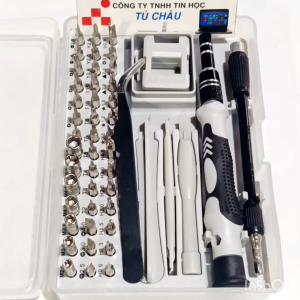 Bộ dụng cụ sửa chữa gồm 52 món tua vít Đầu Dẹp bake (chữ thập) hình sao 6 cánh tam giác và các đầu khác.