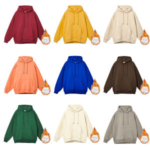 Mùa Thu Mùa Đông Nữ Có Mũ Áo Nỉ Áo Sweatshirt Nguyên Chất Cotton Vải Bông Màu Trơn Thoải Mái Phong Cách Thể Thao Áo Khoác Ngoài Rộng Rãi Phong Cách Hàn Quốc Tay Dài Có Túi