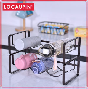 Locaupin Kitchen Stackable Water Bottle Organizer for Cabinet Water Bottle Holder Stackable Water Bottle Storage Rack