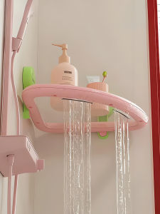 Bathroom Suction Cup Storage Rack Wall Mounted Organizer Shelf Viaback Cream Style PET+ABS Material for Toilet Organization