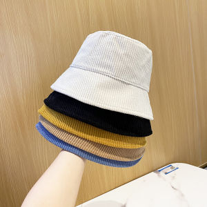 Womens Solid Color Corduroy Fisherman Hat Autumn Winter Warm Simple Versatile Bucket Hat Korean Style Sunshade Trendy Cap