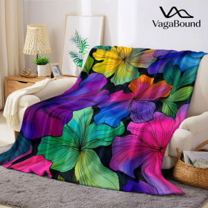 BILIBILI | Watercolor Colorful Flower Flannel Blanket Warm Soft Halloween Christmas Decorative Couch Warm Cozy All-Season Gift