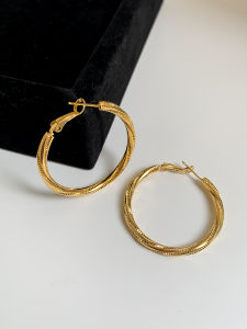 Fashion Special-Interest Design Twisted Metal Big Circle Fancy Earrings Cold Wind Hoop Ear Ring Fashionmonger Earrings Women