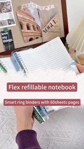 A5 Flex Refillable Notebook Reusable Spiral Notebook Campus Smart Ring Binders with 60 Sheet College Ruled Papers 4 Big Rings Ideal for School Work and Creative Projects 9.06 x6.69 Inchs