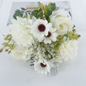 1PC Mô Phỏng Hoa Hồng Với Bóng Thêu Hoa Hỗn Hợp Lụa Bình Hoa Trang Trí Cho Gia Đình Phòng Ngủ Ngoài Trời Sân Vườn