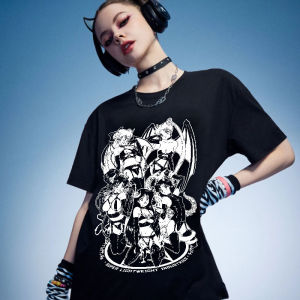 Bandai | Fun Trendy Dark Beauty Warrior Street Cartoon Anime Vintage Top Japanese Ins Pure Cotton Male and Female BF Style T-shirt