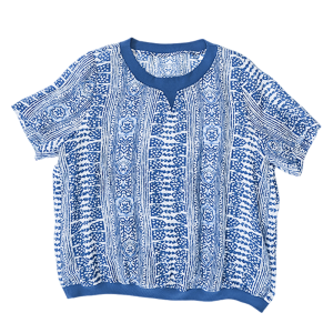 WUSEWUWEI | Retro Splicing Ribbed Design Round Neck Short Sleeve Womens T-shirt Linen Ultra-Thin Summer Top Colorless Odorless 25 Years