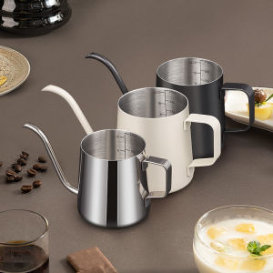 304 Stainless Steel Hand-Poured Coffee Pot with Ear Hanging Long Spout Fine Neck Scale Filter Paper Pot for Home Use 250ML