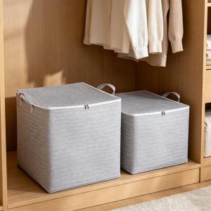 Non Woven Fabric Clothing Storage Box Household With Lid-Heavy-Duty Non-Woven Fabric Organizer Bin for Quilts Clothes & Toys