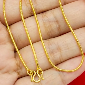 สร้อยคอทองลายกระดูกงูกลม เทียบเท่า 1 สลึง ความยาว 1618 นิ้ว ทองชุบ ทองปลอม ใส่แทนของแท้ได้ ใส่ได้ทุกโอกาส งานสวย พร้อมส่ง