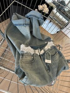 กางเกงยีนส์ทรงตรงเอวสูง ทรงหลวม ทรงหลวม ทรงยาวถึงพื้น สำหรับผู้หญิง ฤดูใบไม้ร่วง/ฤดูหนาว 2025 กางเกงยีนส์ทรงหลวมเอวสูง