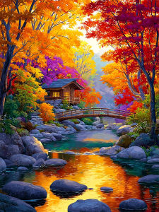 HUACAN Diamond Painting Kit Autumn Landscape AB Fairy Dust Forest Tree Mosaic News 2026 Lake House Home Wall Art Handmade