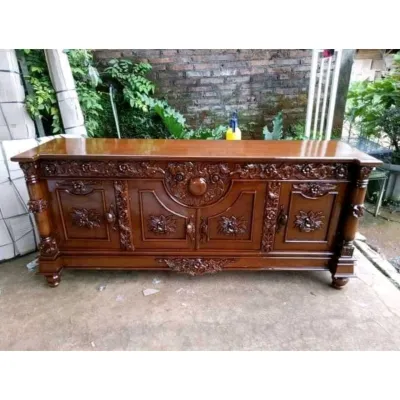 terlaris bufet tv kayu jati model ukir jepara bufet tv asli kayu jati