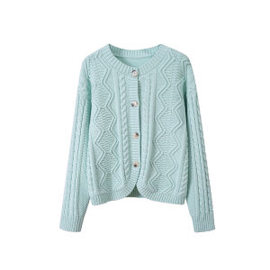 Pure Cotton Short Cardigan Sweater Womens Style Spring New Knitted Sweater Thick Yarn Twist Spring Autumn Seasonal Fashion