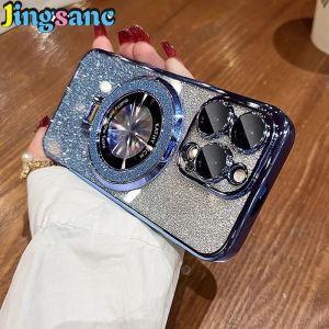 Jingsanc Magsafe Phone Case For Tecno Spark Go 2024 2023 20C 20 10C 10 8C Pova 5 Pro LTE 5G 4G With Magnetic Holder Bracket Camera Bumper Protector Casing Original Price Plating Flash Glitter Cover PA001-2