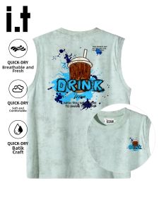 izzue | Dripping Ink Design Breathable Stretch Mens Vest