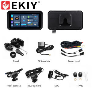 EKIY 6" Portable Digital Motorcycle Dashboard GPS Motorcycle Navigation Screen Wireless CarPlay Moto Android Auto Android 14.0