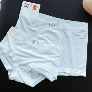 กางเกงบ็อกเซอร์ชายผ้าไหมน้ำแข็งบางเฉียบไร้ตะเข็บ กางเกงชั้นในคู่รักสำหรับผู้ชายและผู้หญิง กางเกงชั้นในทรงสามเหลี่ยมแบบบางเฉียบระบายอากาศได้ดี