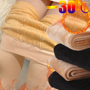 Women Winter Warm Pantyhose Thickened Fleece Thermal Tights High Waist Elastic Leggings Black Skin Slim Stocking Plus Size Female Velvet Pants