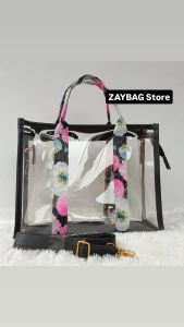 tas transparan mika hitam 25x19x9 TALI KEMBANG