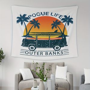 VIKAMA American Vintage Surfing Tapestry POGUE LIFE OUTER BANKS Theme Surfing Van Living Room Sofa Backdrop Wall
