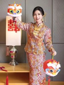 Lion Lantern Bride Wedding Wedding Photography Props Paper-Cut Colorful Dragon Xi Word Bridesmaid Morning Gowns Dragon Lion Dance Ornaments