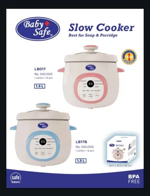 Slow Cooker Digital Baby Safe 15L LB017 1.2L LB018 Slow cooker bayi Perlengkapan MPASI babysafe
