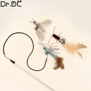 Dr.DC Teasing Cat Stick Head with or Without Wire Stick Dragonfly Feather Cat Supplies Interactive Fun Pet Cat Toy Accessories