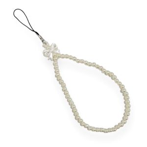Nikita Ribbon Pearl Phone Strap Tali Gantungan HP Bracelet Phone Charm Mutiara Pita Lanyard