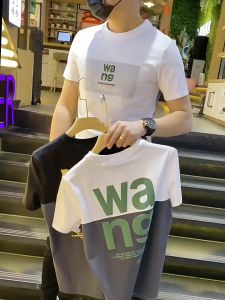 NEW WESTERN High-quality fashion printed T-shirt color matching thick round neck mens T-shirt