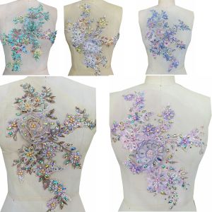 Vải Ren Được Biểu Tượng Sang Trọng Với Nhiều Màu Sắc Kim Sa Appliques Hoa 3d Để Làm Và May Các Dự Án Diy