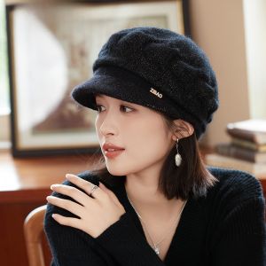 หมวกไหมพรมถักหนาสำหรับฤดูหนาว หมวกบิดขากันลม หมวกไหมพรมป้องกันหูสำหรับผู้หญิงวัยกลางคนและผู้สูงอายุ