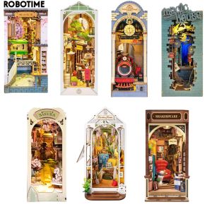 Robotime Rolife 7 Sets Book Nook Shelf 3D Wooden Puzzle Dollhouse 1:24 Decor Moms Girls Boys Kits Gifts - TGB01~09