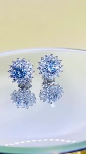Khuyên tai nữ bạc xi bạch kim đính moissanite Mỹ 5li5 kiểm định GRA Bông tai bạc nữ xi vàng trắng Hoa tai bạc thật đẹp BHHDV10 - KIM LỘC PHÁT