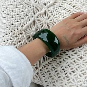 Ingemark 3 Styles Vintage Irregular Glossy Resin Acrylic Bracelets for Women New Trend Boho Wide Bangles Y2K Jewelry Accessories