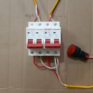 Át chuyển đổi 2 nguồn điện 2P 63A 220V GECHELE- Cầu dao đảo chiều dạng aptomat- CB đảo chiều