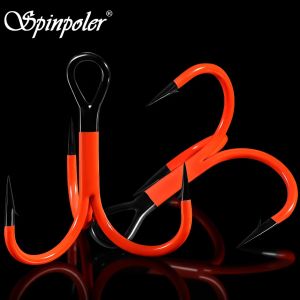 Spinpoler UV Orange 2X Strong #1 #1/0 #2/0 Violet Paint Soft Bait Fishing Hook Hi-Carbon Steel Freshwater Saltwater Tackle