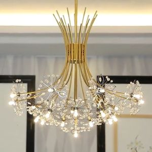 Modern Led Tricolor Light for Bedroom Dining Ceiling Lights Living Room Dandelion Chandelier Lamp