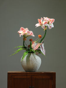 จิตรกรรมดอกบัวจีนใหม่ ตกแต่งบ้านด้วยดอกไม้เทียม จุดชมวิว ชั้นวางของ ตกแต่งร้านอาหาร จุดชมวิว สไตล์จีน วัสดุเซรามิก