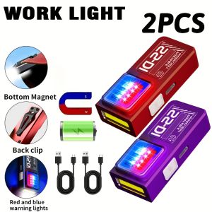 Mini COB LED Flashlight USB C Rechargeable Powerful Work Light with Clip Magnet Waterproof EDC Camping Walking Pocket Lamp